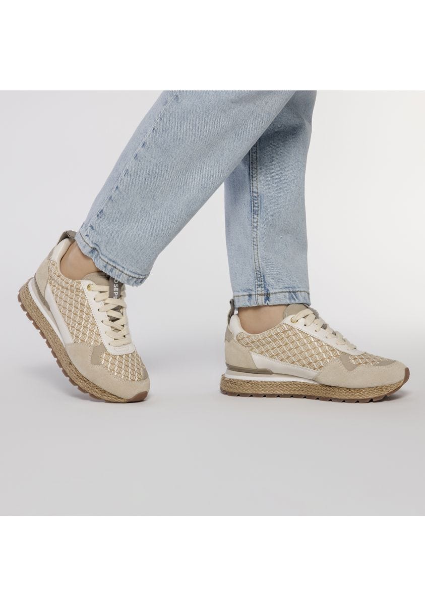 sneakers beige con estampado geométrico