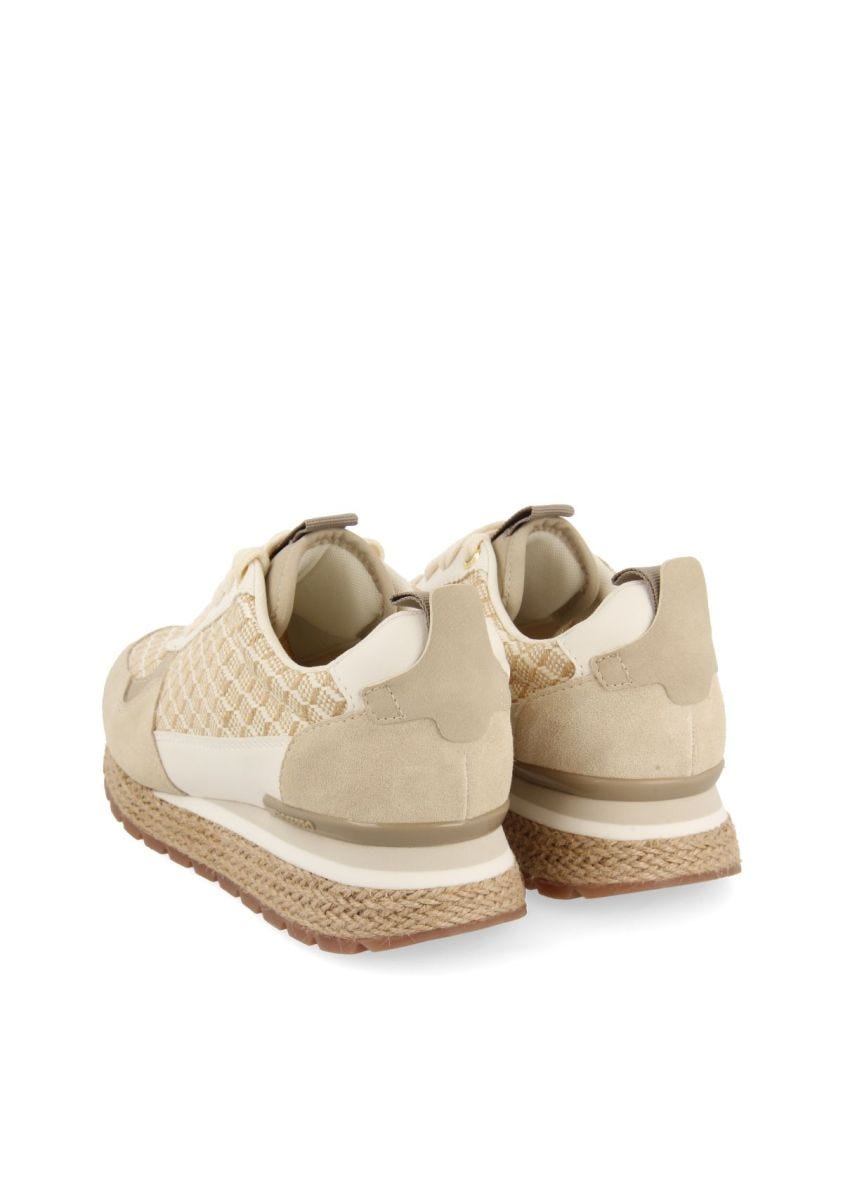 sneakers beige con estampado geométrico