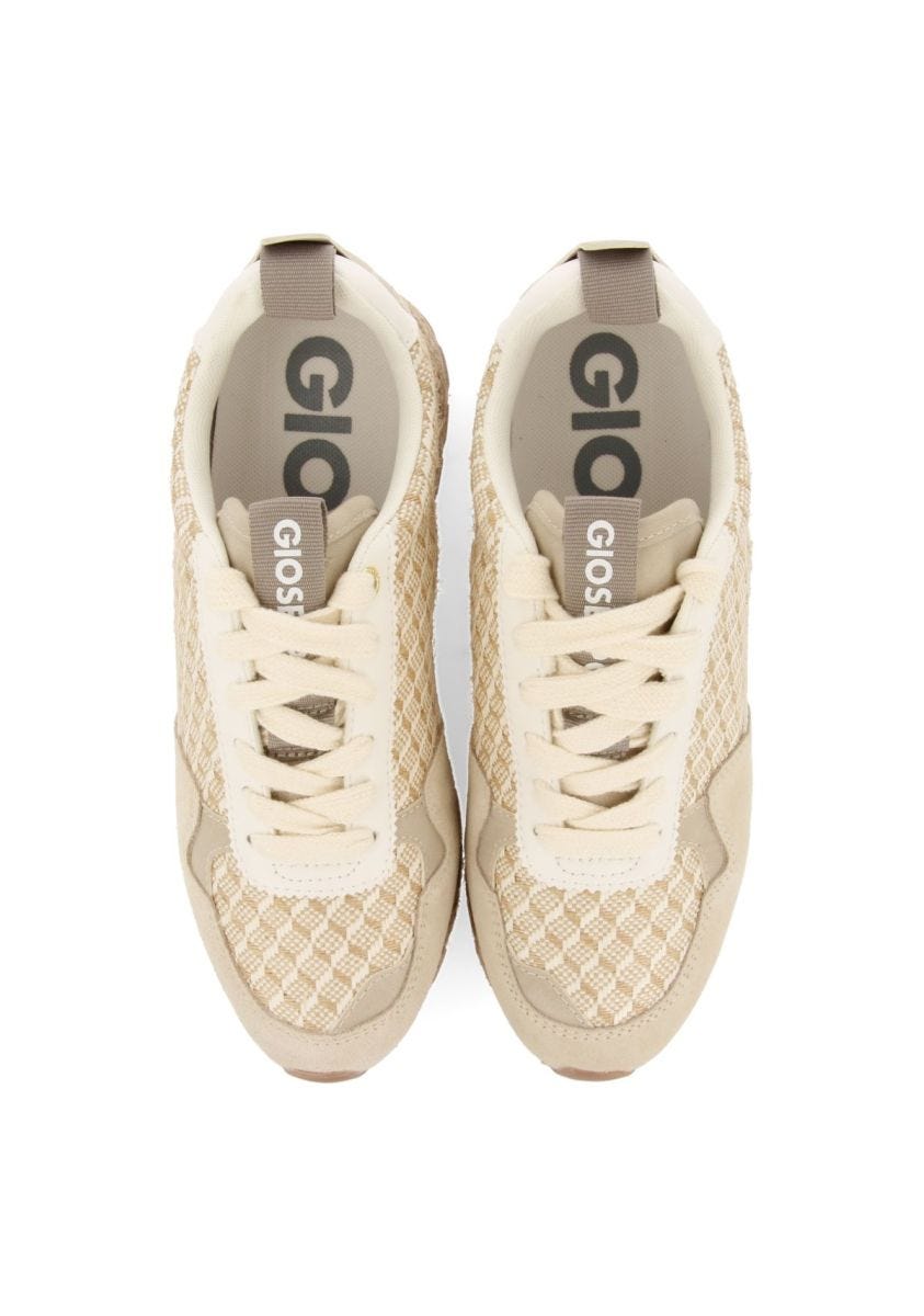 sneakers beige con estampado geométrico