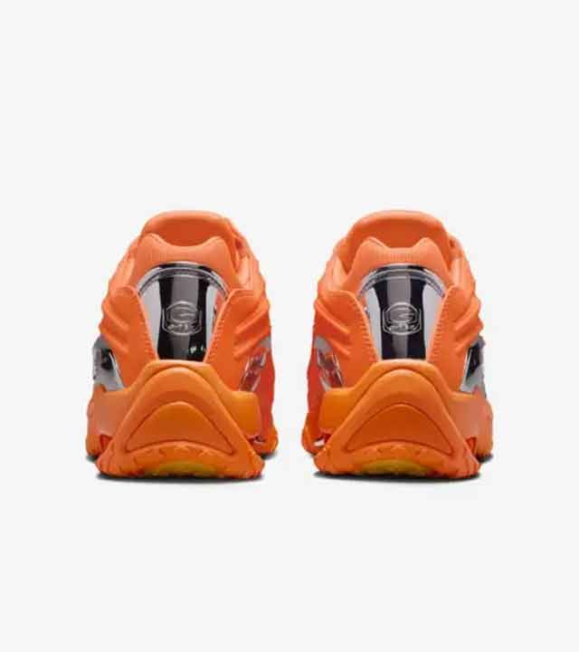 a pair of orange shoes