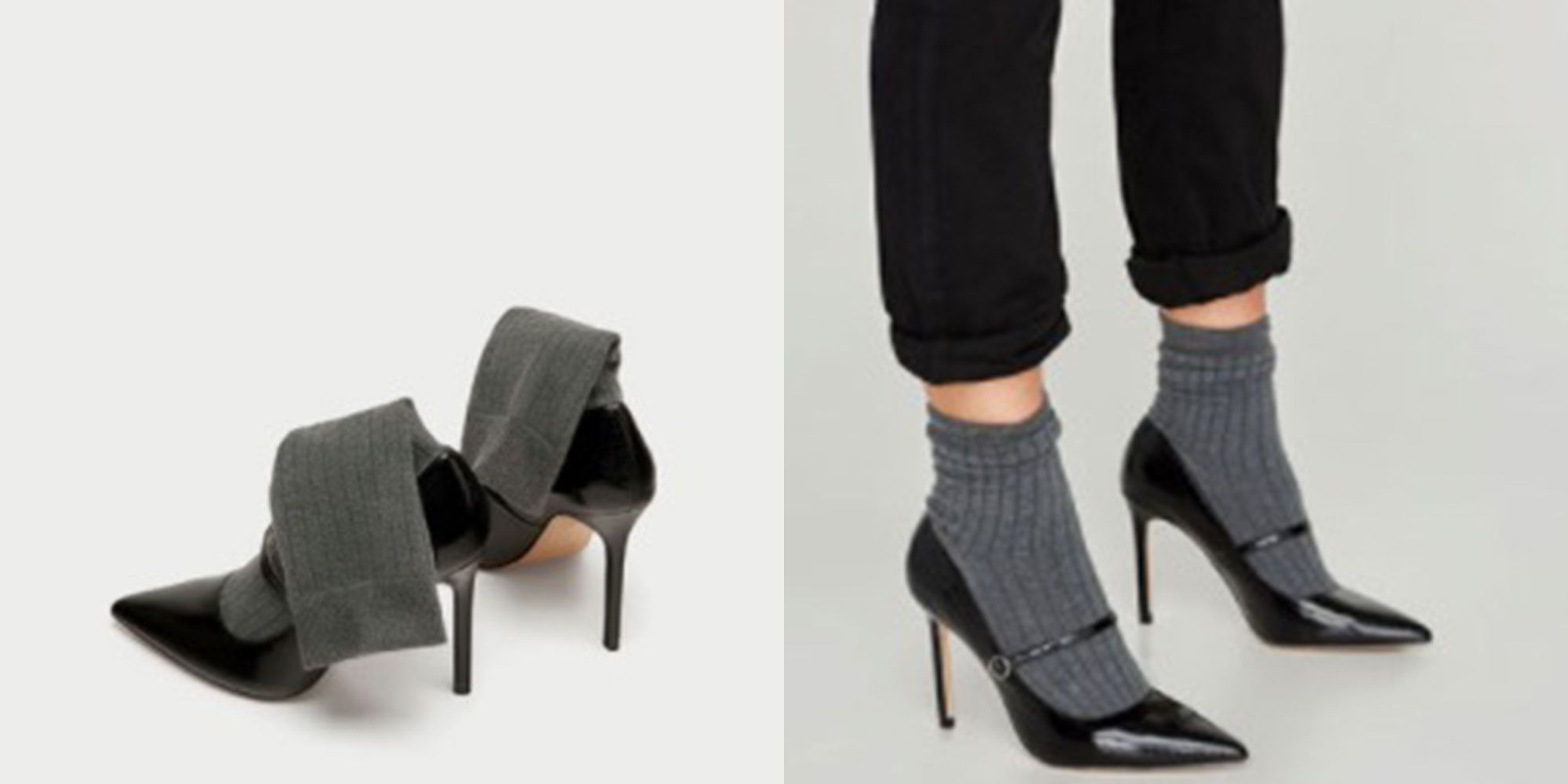 Zara Fabric Ankle Boot With Metallic Heel | High heel boots, Black sock  boots, Boots
