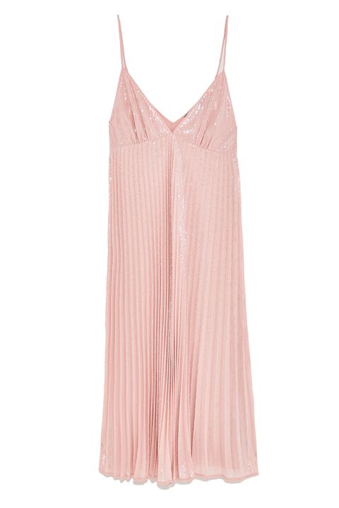 Clothing, Pink, camisoles, Dress, Nightwear, Peach, Day dress, Neck, Nightgown, Outerwear, 