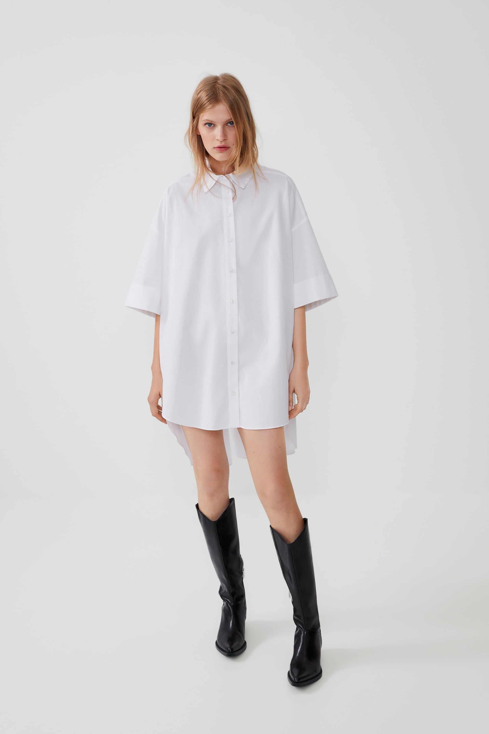 Camisa vestido 2024 blanco zara