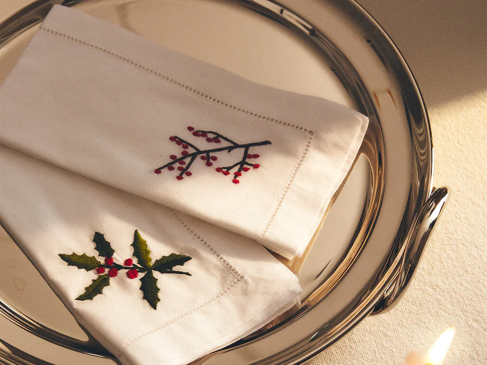 Servilletas de tela escocesa de tartán para Navidad, servilletas
