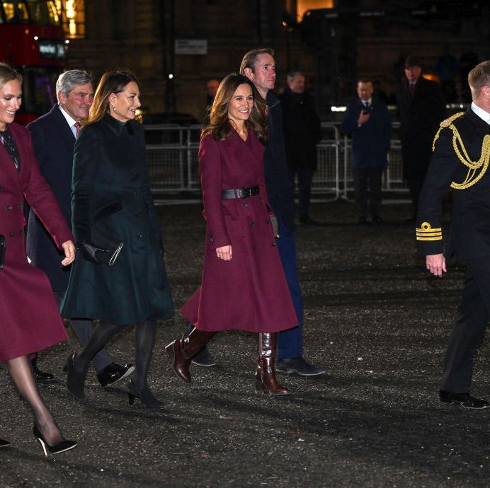 Pippa Middleton Matched Sister Kate in a Wine-Colored Coat Dress