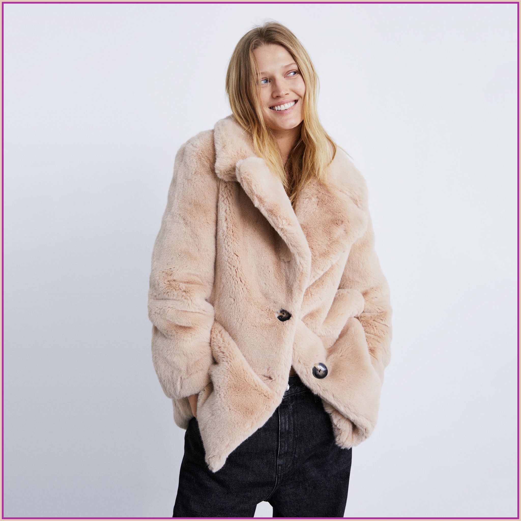 Este el abrigo de pelo más calentito y ponible de Zara - Zara el abrigo de pelo rosa bonito