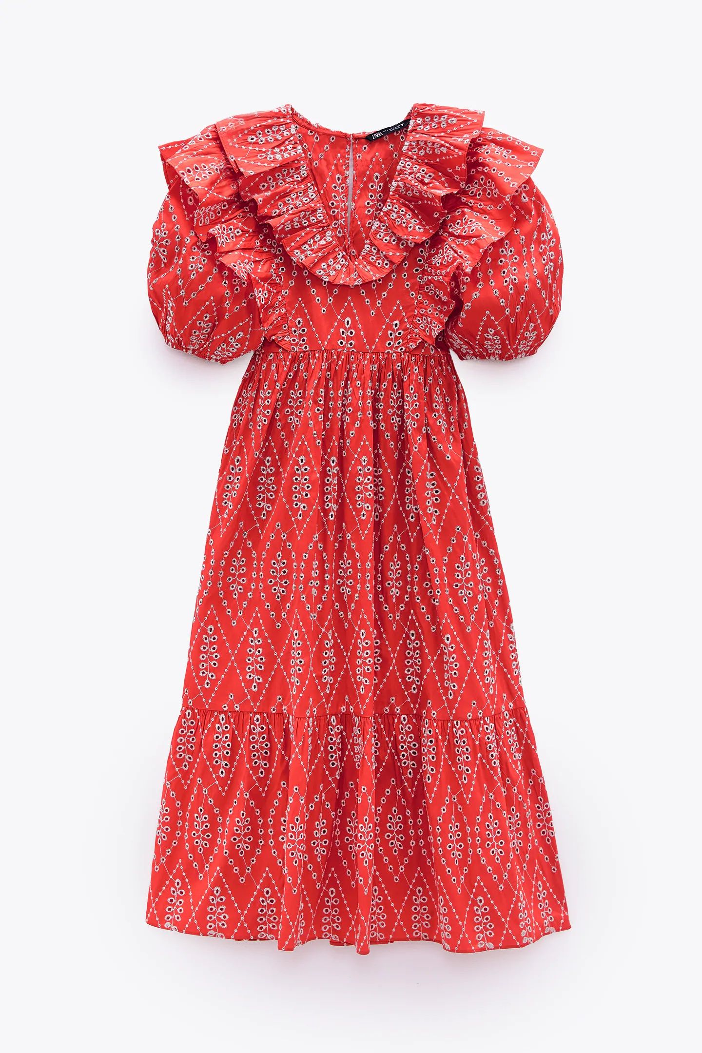 Vestido rojo bordado online zara