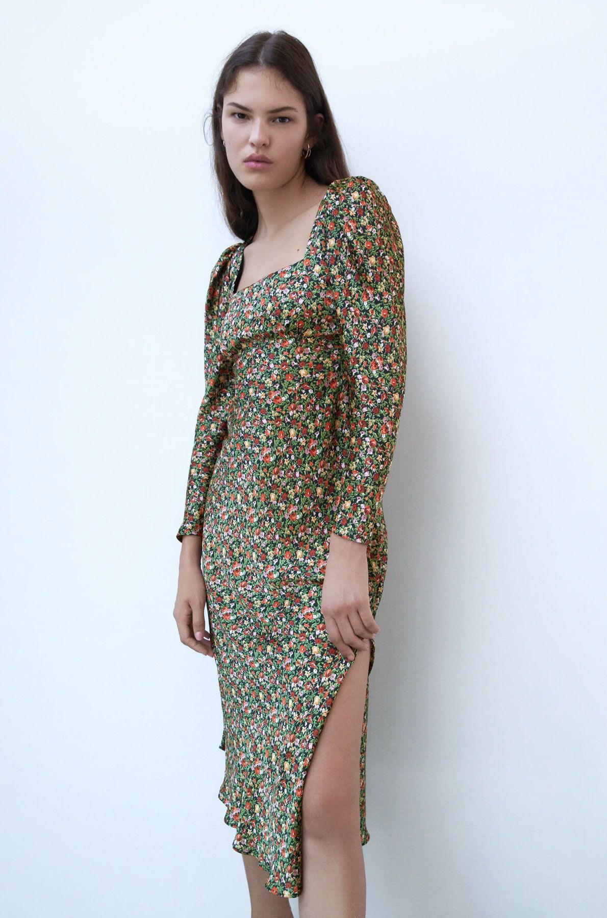 Vestido largo flores online zara