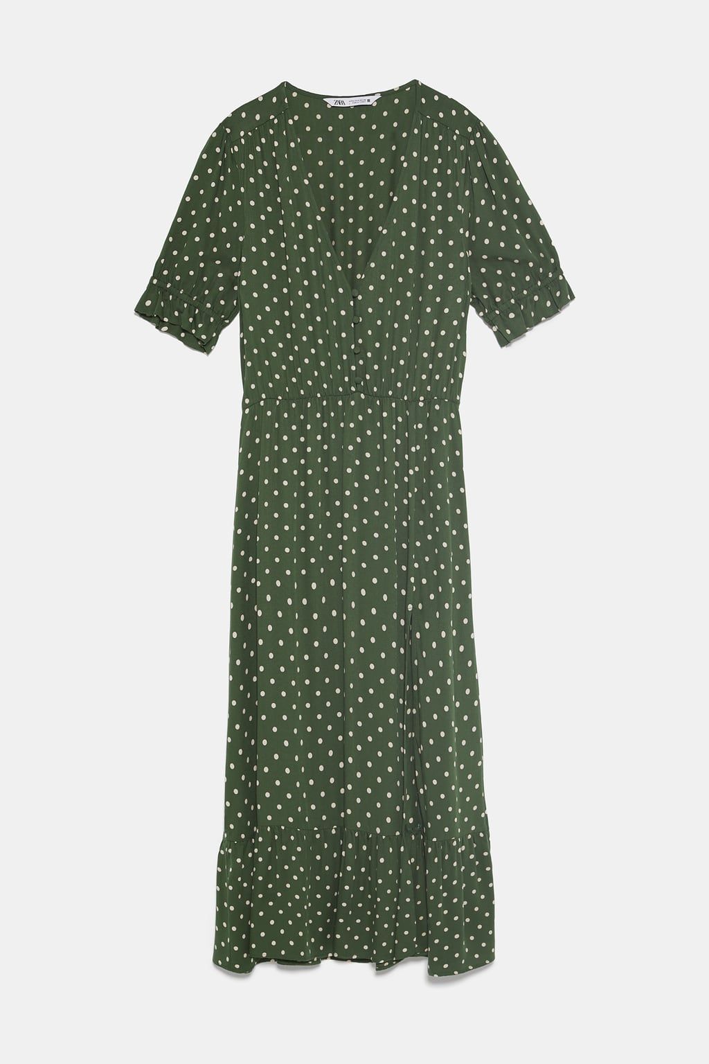 Vestido zara best sale lunares verde