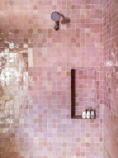 Tile, Wall, Room, Pink, Brick, Flooring, Bathroom, Architecture, Brickwork, Floor, 