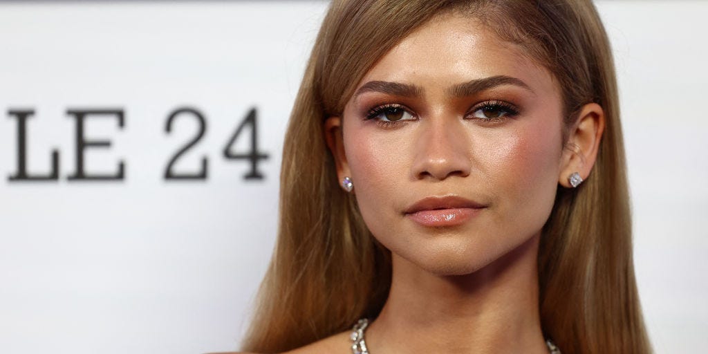 Zendaya's green satin suit screams spring vibes