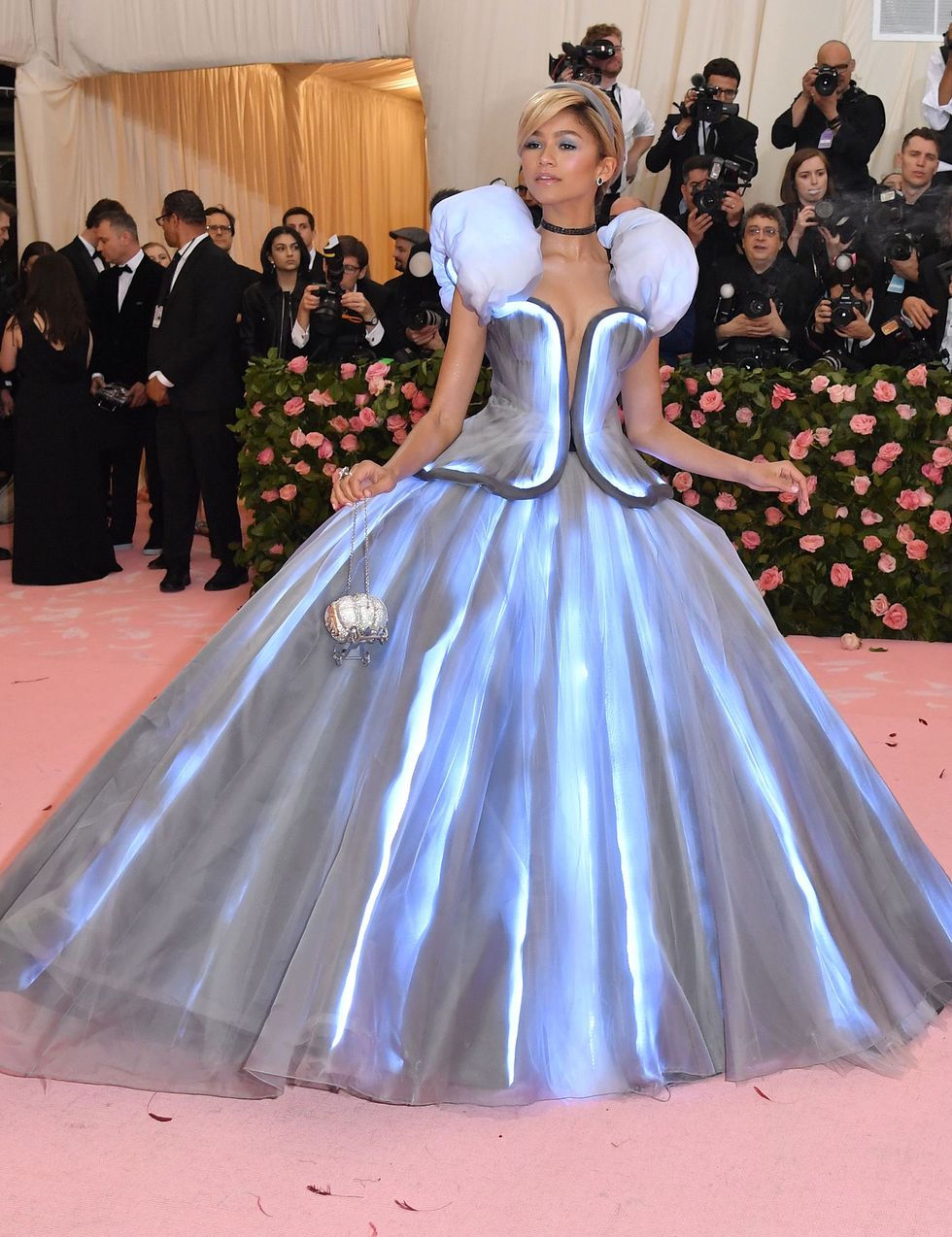 Zendaya dressed as Cinderella at the 2019 Met Gala in light-up dress