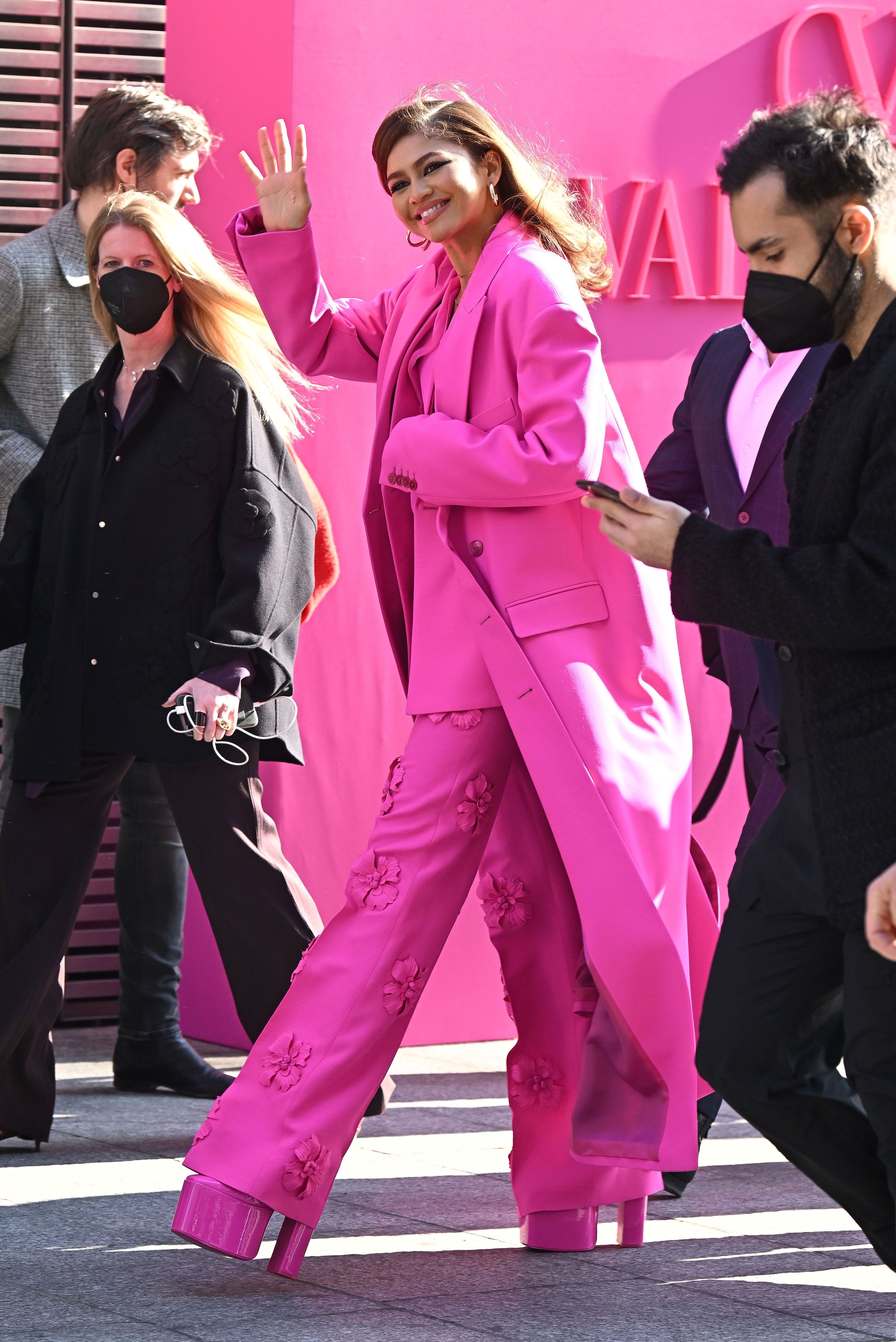 Zendaya Channels Business Barbie in Pink Suit