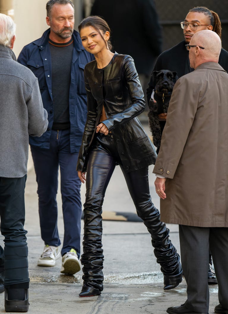 Zendaya Shows Midriff in Leather Outfit for Dune: Part 2 Promo