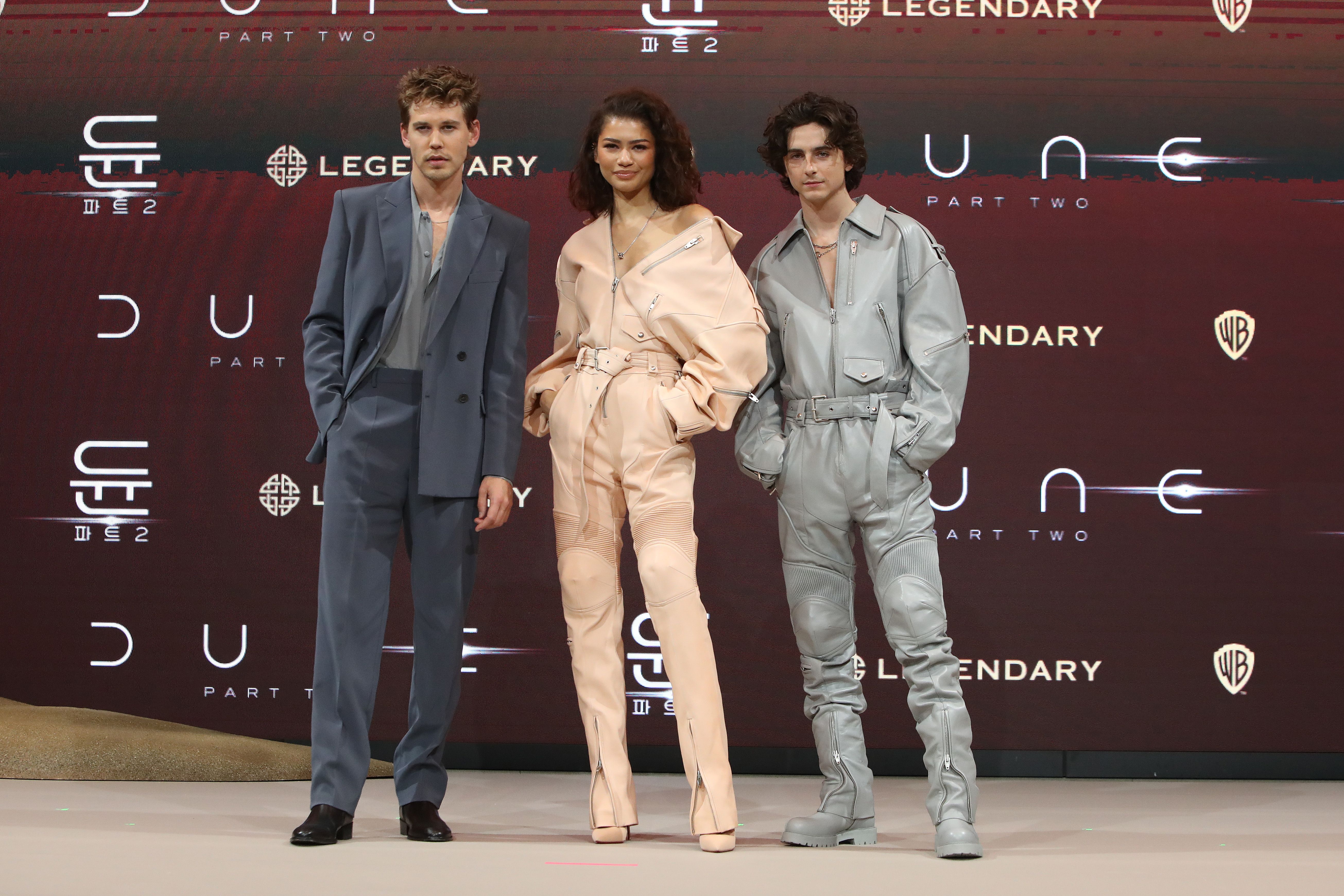 Zendaya is a biker babe in plunging nude leather jumpsuit