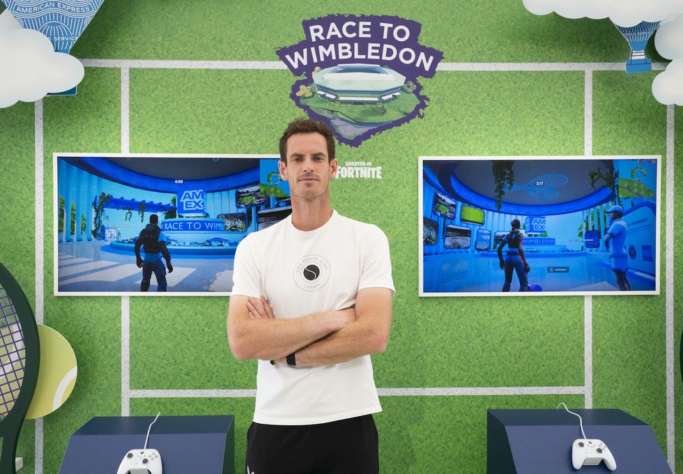 andy murray poses in the american express fan experience zone whilst playing fortnite race to wimbledon at all england lawn tennis croquet club, wimbledon picture date monday june 26, 2023 pa photo see pa story tennis murray photo credit should read zac goodwinpa wirerestrictions use subject to restrictions editorial use only, no commercial use without prior consent from rights holder