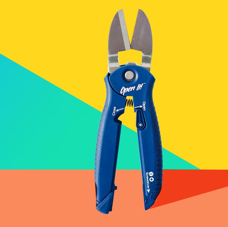 Zibra Open-It! All-In-One Multi Tool with Heavy-Duty Scissors Box Cutter Screwdriver and Package Opener Blue