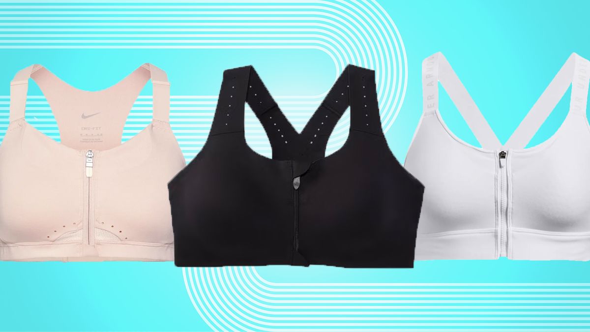 Nike Shape Grey/Black High-Support Padded Zip-Front Sports Bra