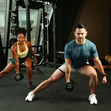 a man and woman exercising