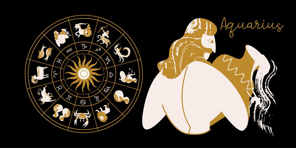 zodiac sign aquarius horoscope and astrology full horoscope in the circle horoscope wheel zodiac with twelve signs vector