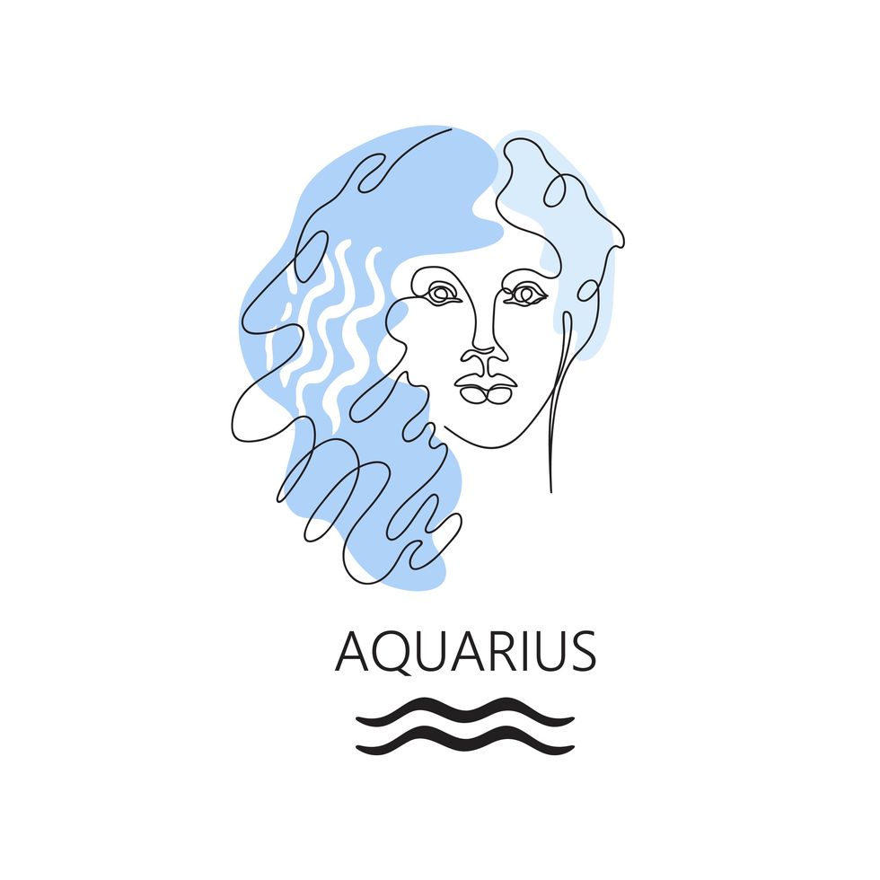 zodiac sign aquarius one line vector illustration in the style of minimalism