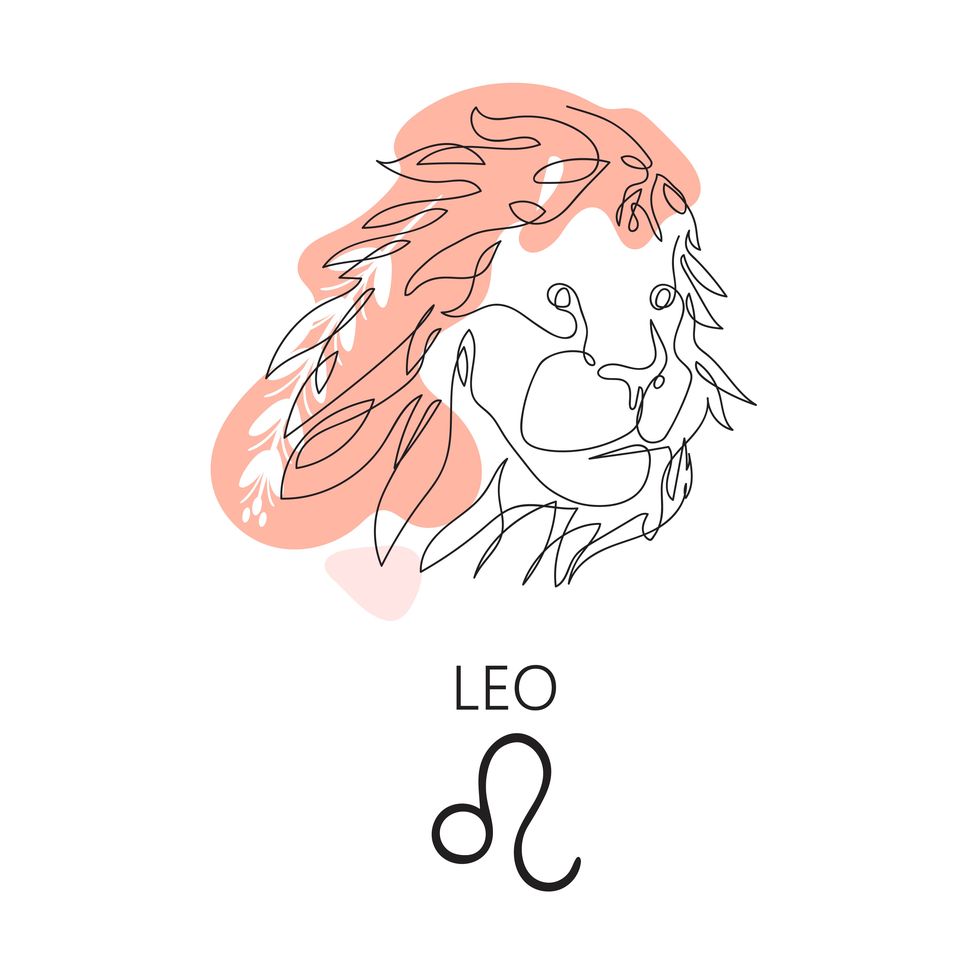 zodiac sign leo one line vector illustration in the style of minimalism