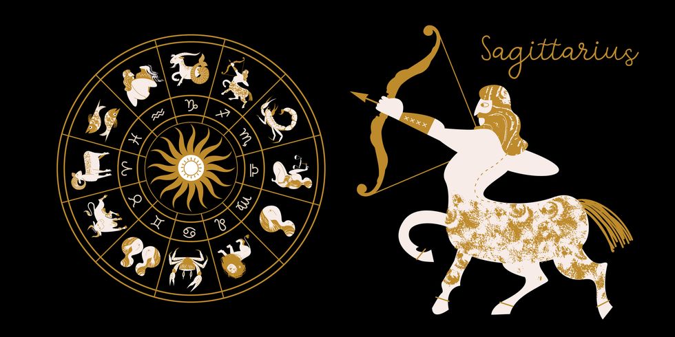 zodiac sign sagittarius horoscope and astrology full horoscope in the circle horoscope wheel zodiac with twelve signs vector