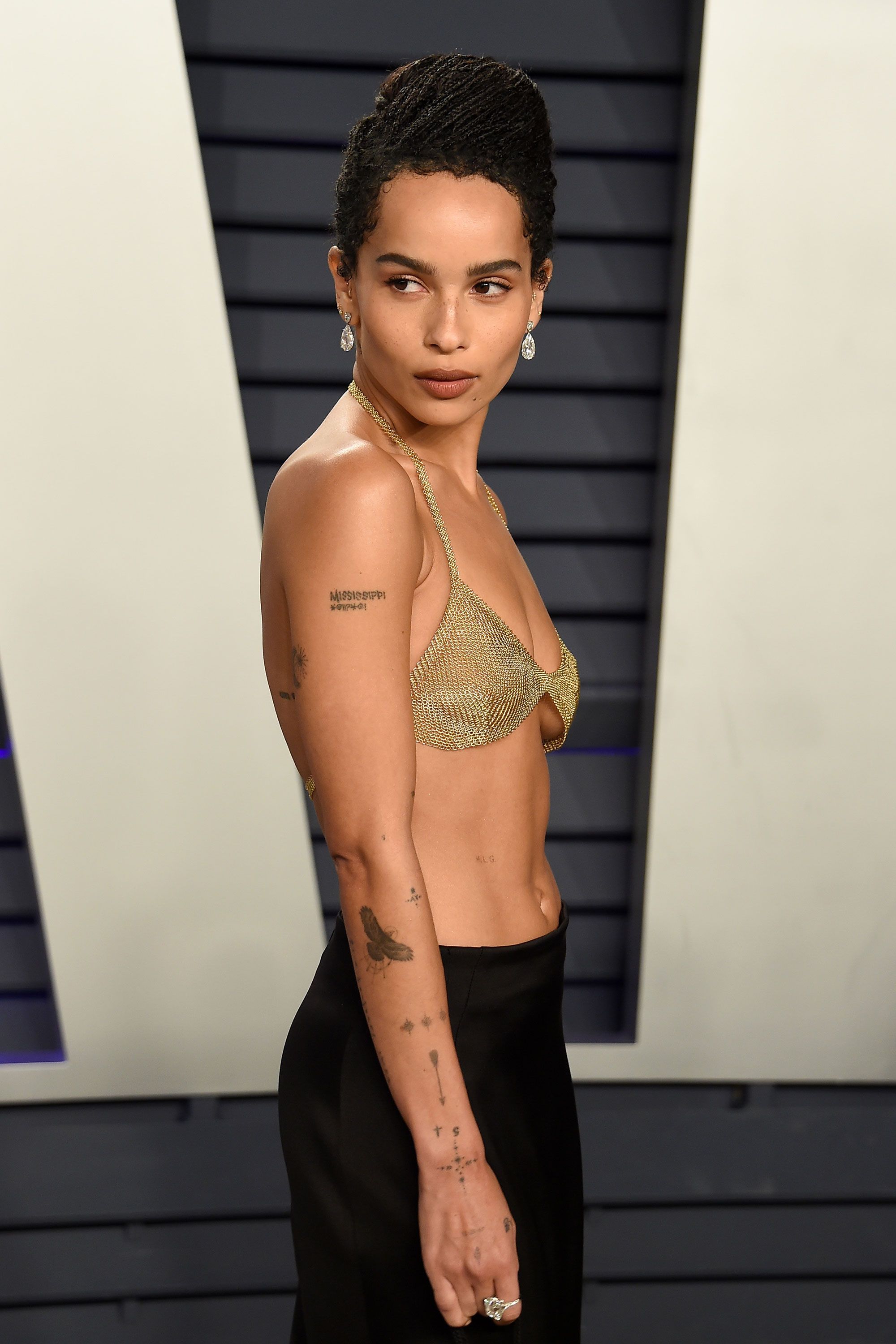 Zoe Kravitz wore an 18k-gold mesh bra by Tiffany & Co to the Oscars  after-party