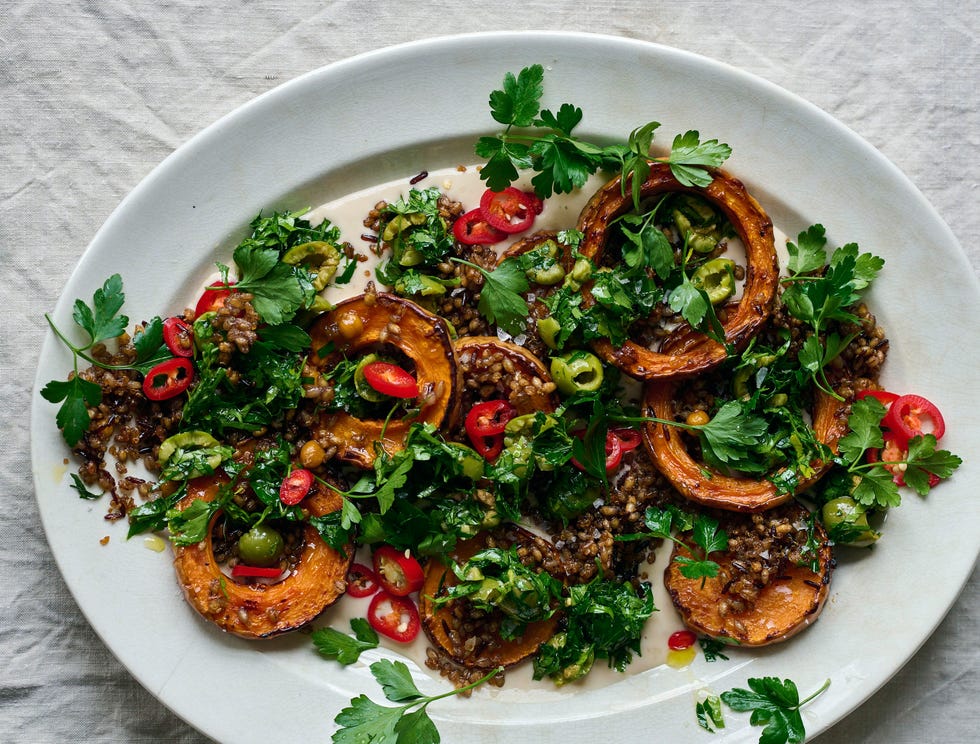 roasted squash with grains