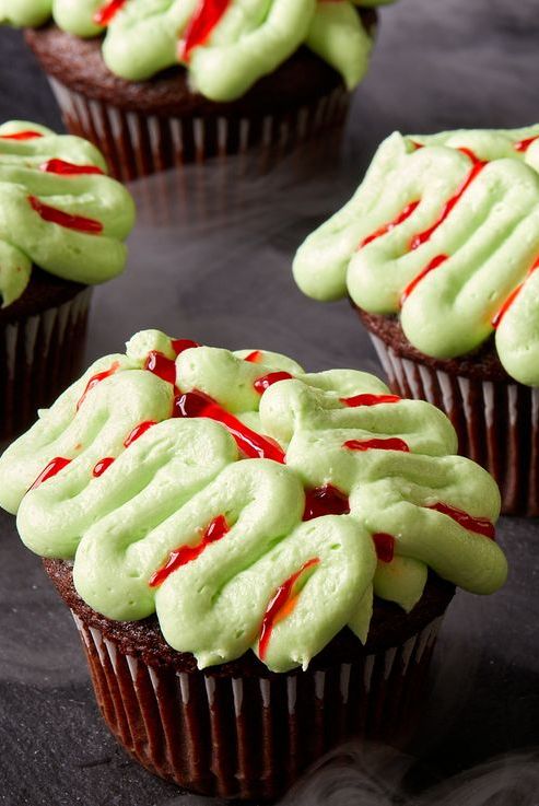 zombie brain cupcakes