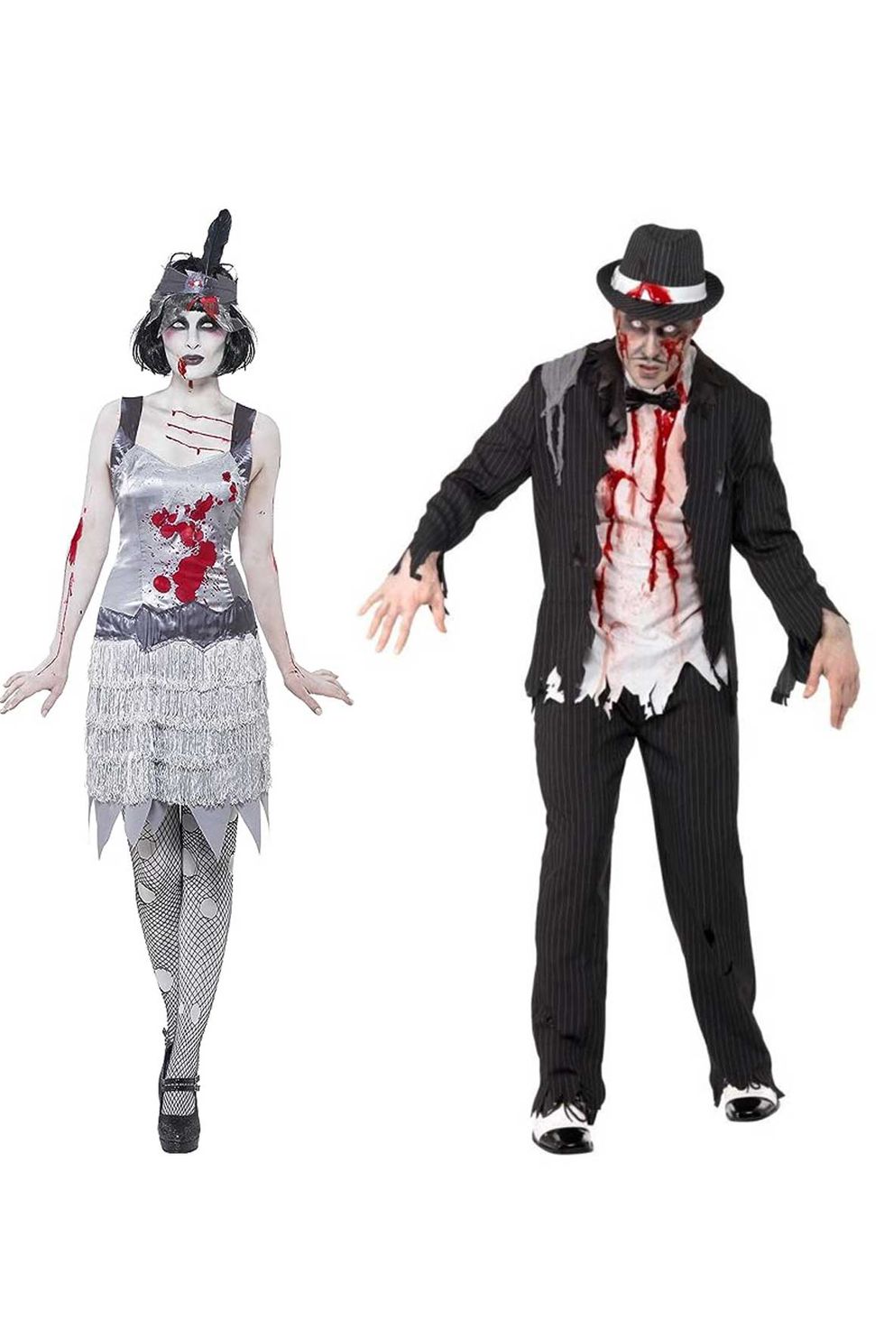 scary couples costumes zombie gangster and flapper