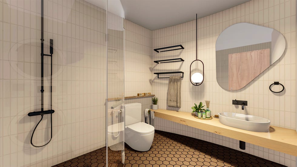 Decorate a bathroom in a prefabricated house