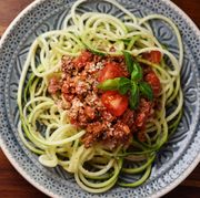 Zoodles with vegan bolognese and yeast flakes