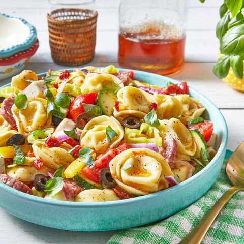 tortellini salad with veggies and olives