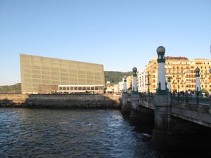 zurriola bridge on the river urumea, san sebastian