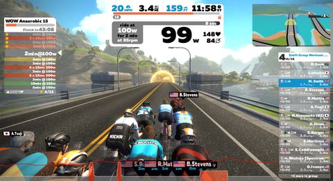 zwift display screen during group ride