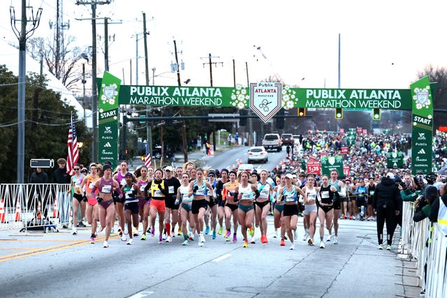 Runners at the starting line of a marathon event