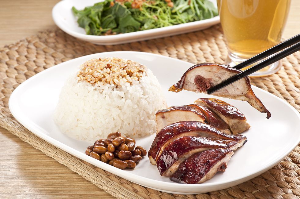 Dish, Food, Cuisine, Ingredient, Hainanese chicken rice, Produce, White rice, Staple food, Recipe, Steamed rice, 