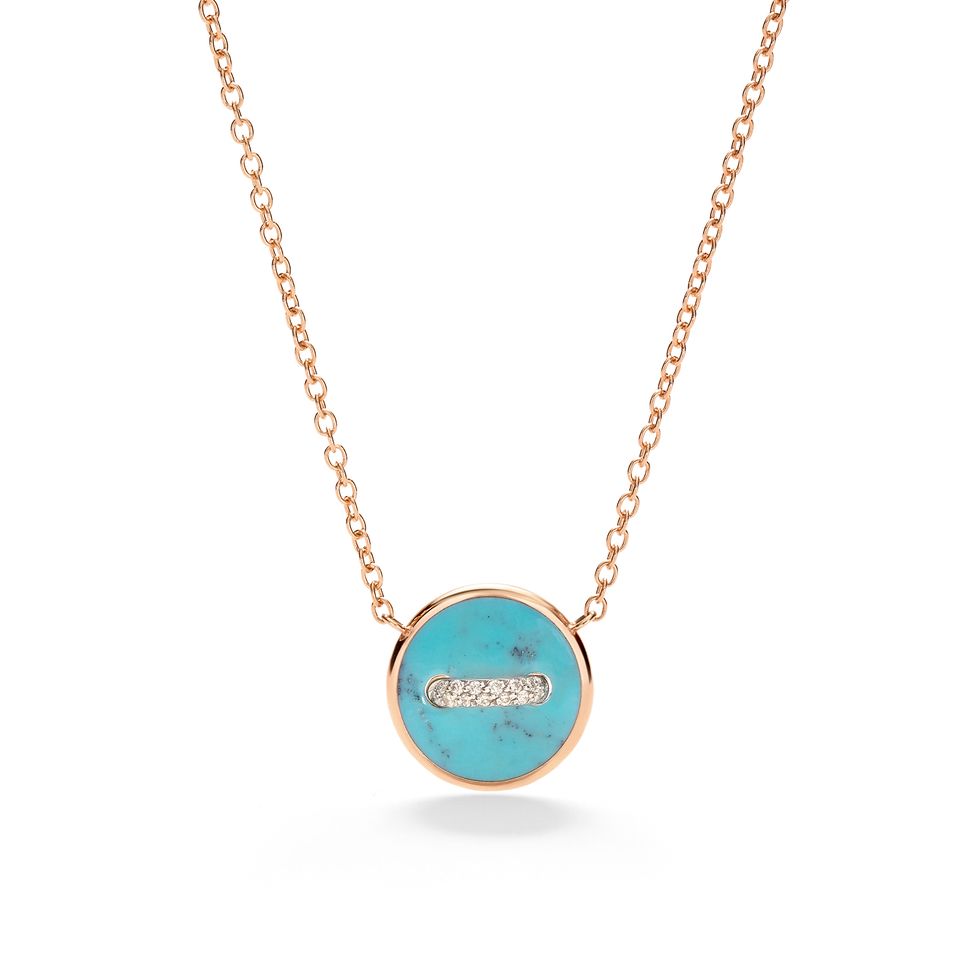a blue and gold necklace