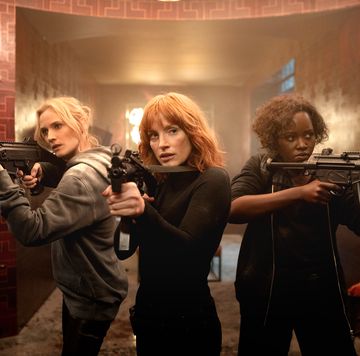 from left marie diane kruger, mason “mace” brown jessica chastain and khadijah lupita nyong'o in the 355, co written and directed by simon kinberg