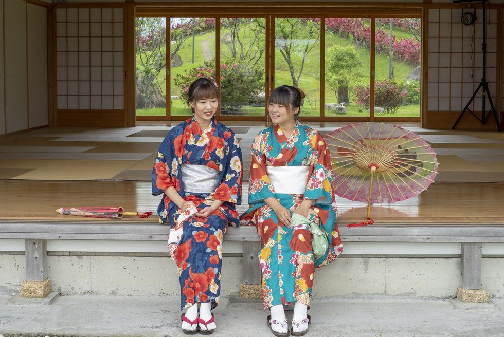 two women in traditional dress