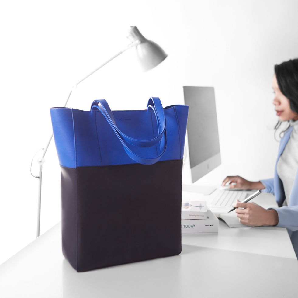 Blue, Product, Design, Paper bag, Material property, Bag, Furniture, Paper, Electric blue, Luggage and bags, 