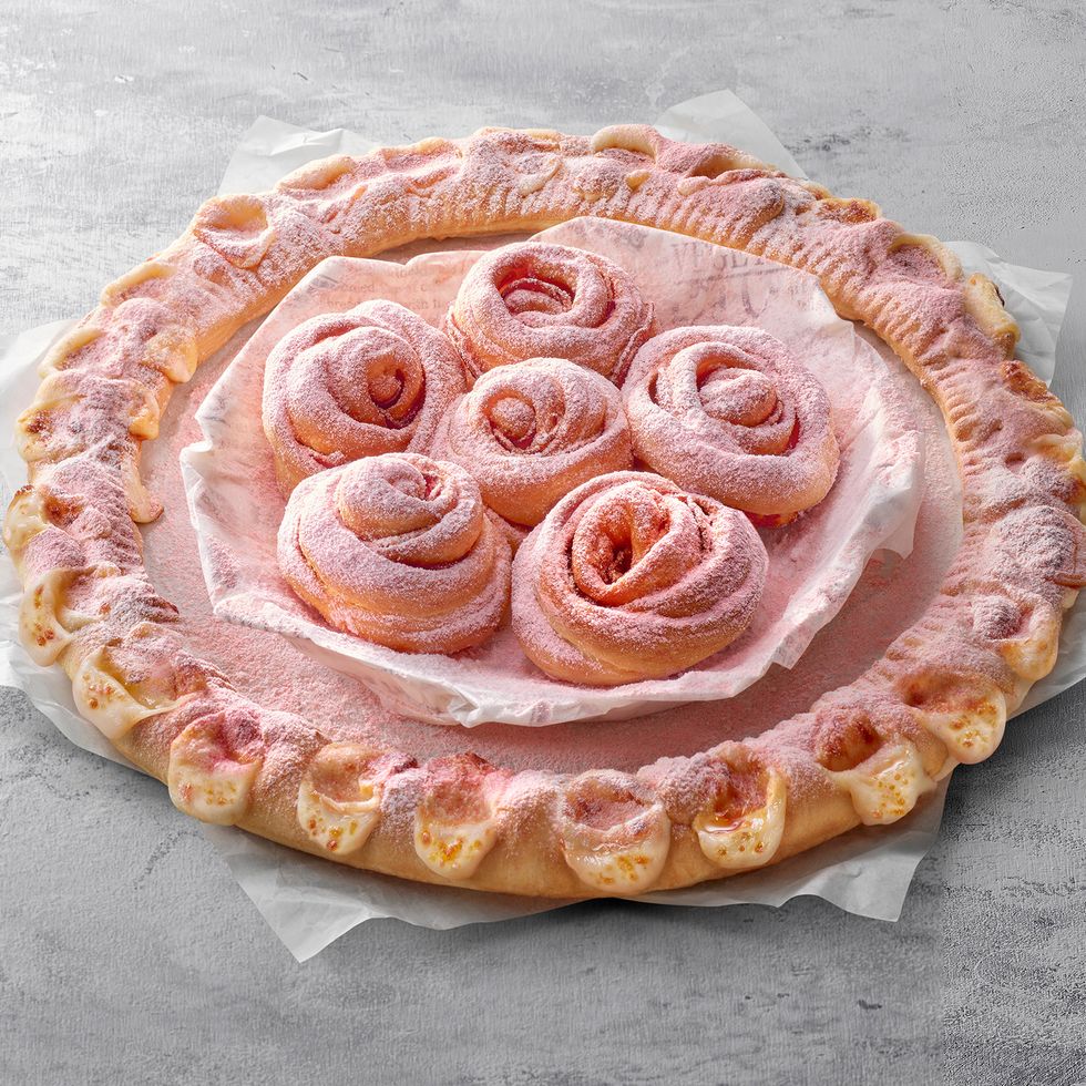 a pie with a design on it