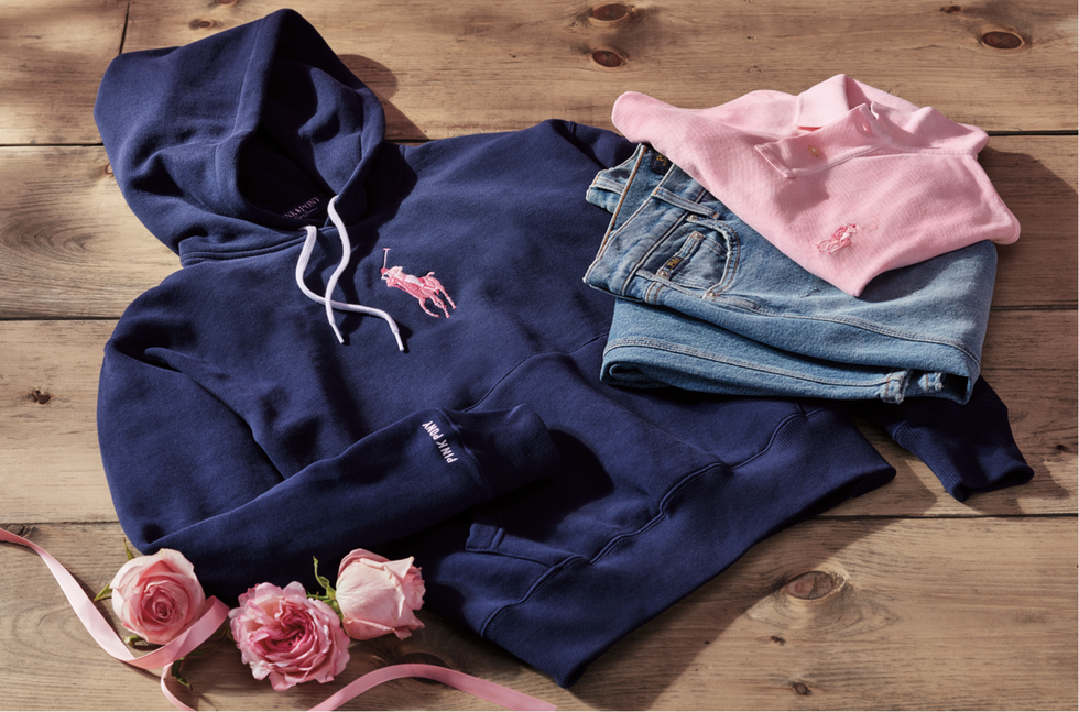 ralph lauren「pink pony」系列海軍藍色帽t與粉紅lovelive t恤