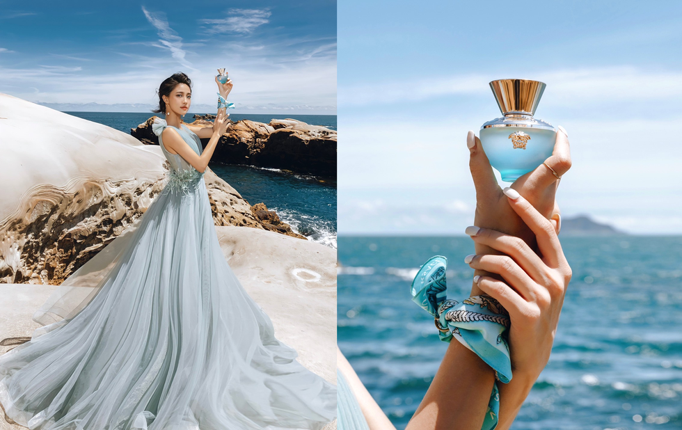 全新versace狄倫淡藍女性淡香水讓你都市、海島隨意穿梭！彷彿置身海島國家的「度假系香水」，連人氣kol 鮭魚、ariel、cc都淪陷！