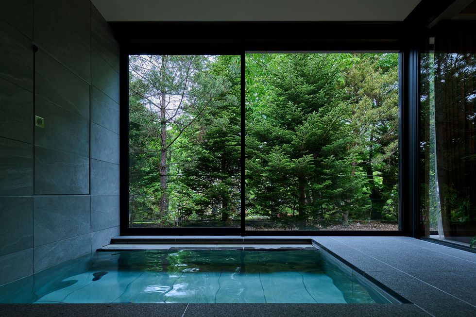 a pool in a room