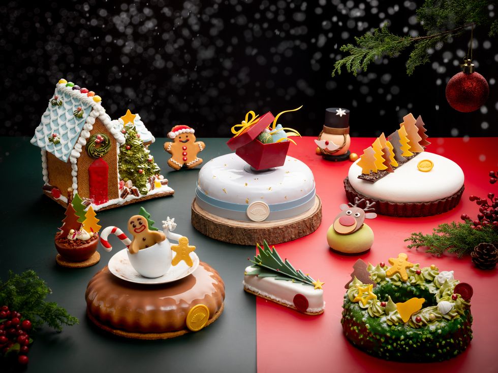a table with decorated cakes