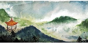 Watercolor paint, Painting, Mountain, Sky, Art, Illustration, Landscape, Paint, Hill, Acrylic paint, 