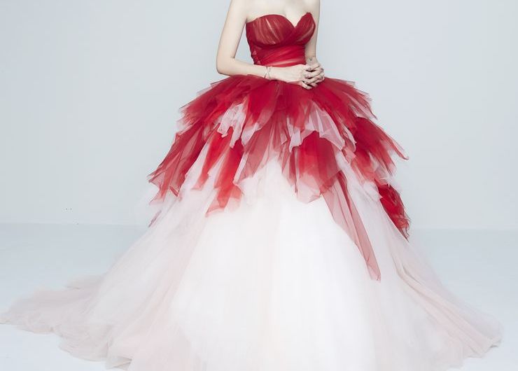 Gown, Wedding dress, Dress, Clothing, White, Bridal clothing, Shoulder, Red, Bridal party dress, Beauty, 