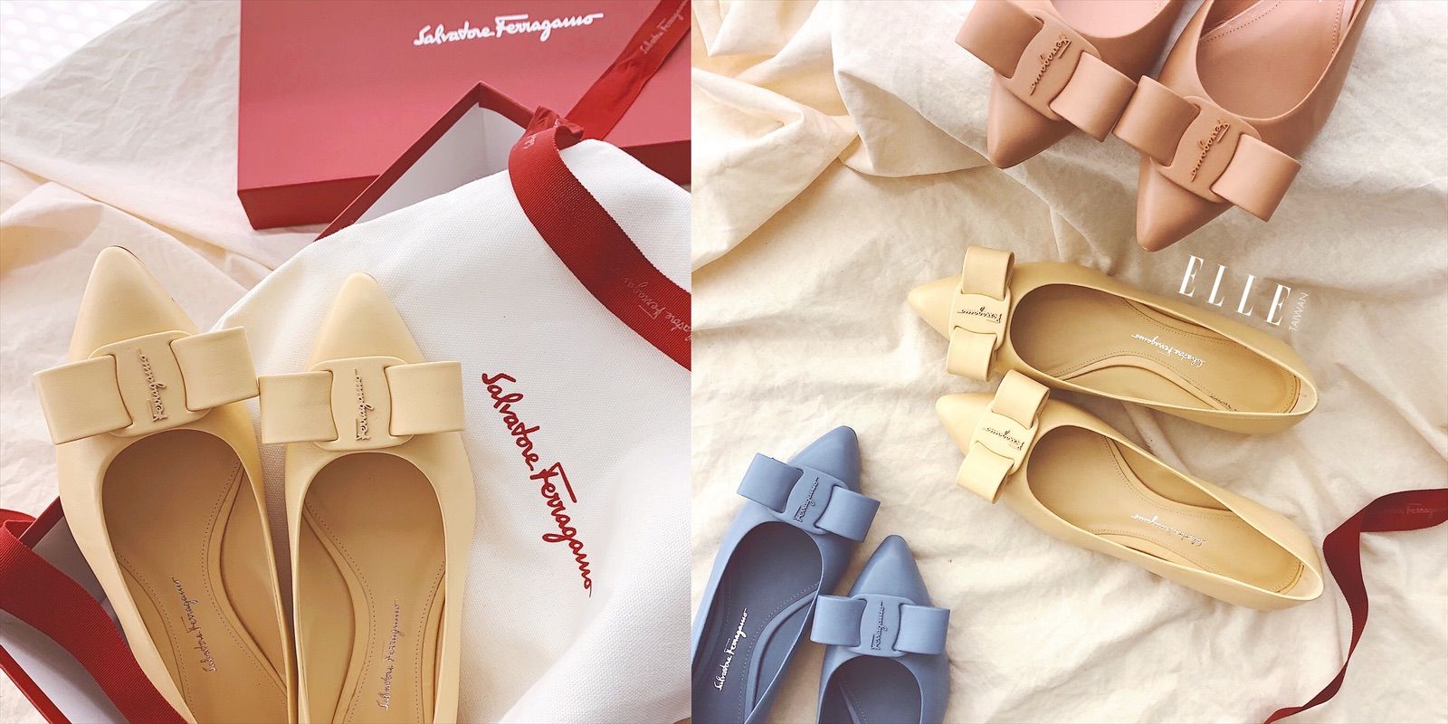 Ferragamo 經典蝴蝶結平底鞋推出尖頭款Viva氣質美翻！奶油黃、裸